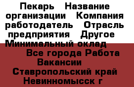 Пекарь › Название организации ­ Компания-работодатель › Отрасль предприятия ­ Другое › Минимальный оклад ­ 12 300 - Все города Работа » Вакансии   . Ставропольский край,Невинномысск г.